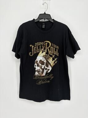 Jelly Roll 2024 Beautifully Broken Tour Concert T Shirt Black Adult Large